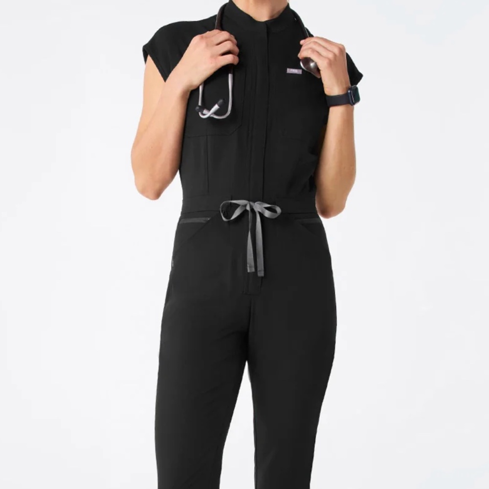 RAFAELA Cargo Scrub Jumpsuit – Size Small – Black (by FIGS)